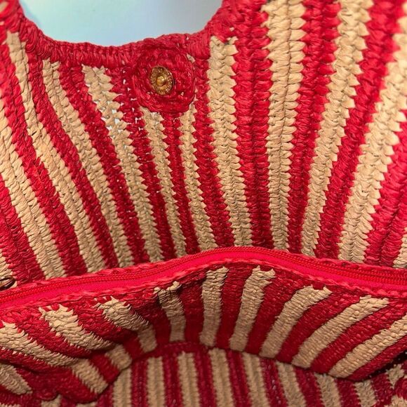 Anthropologie The Love Knot Slouchy Bag: Raffia Buckle Edition | New NWT | Red S - Picture 11 of 16